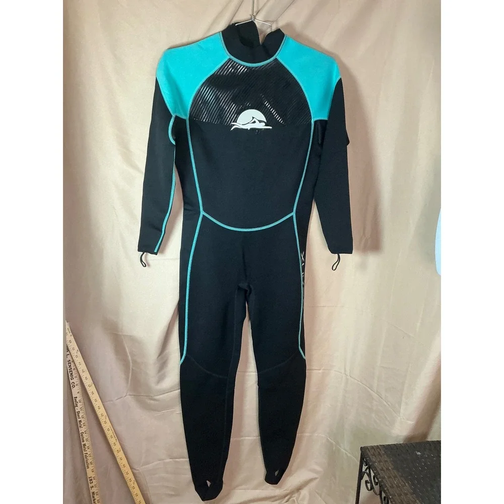 XUKER Wetsuit Women XL Black Teal Excellent 2mm Neoprene Full Body Long Sleeve